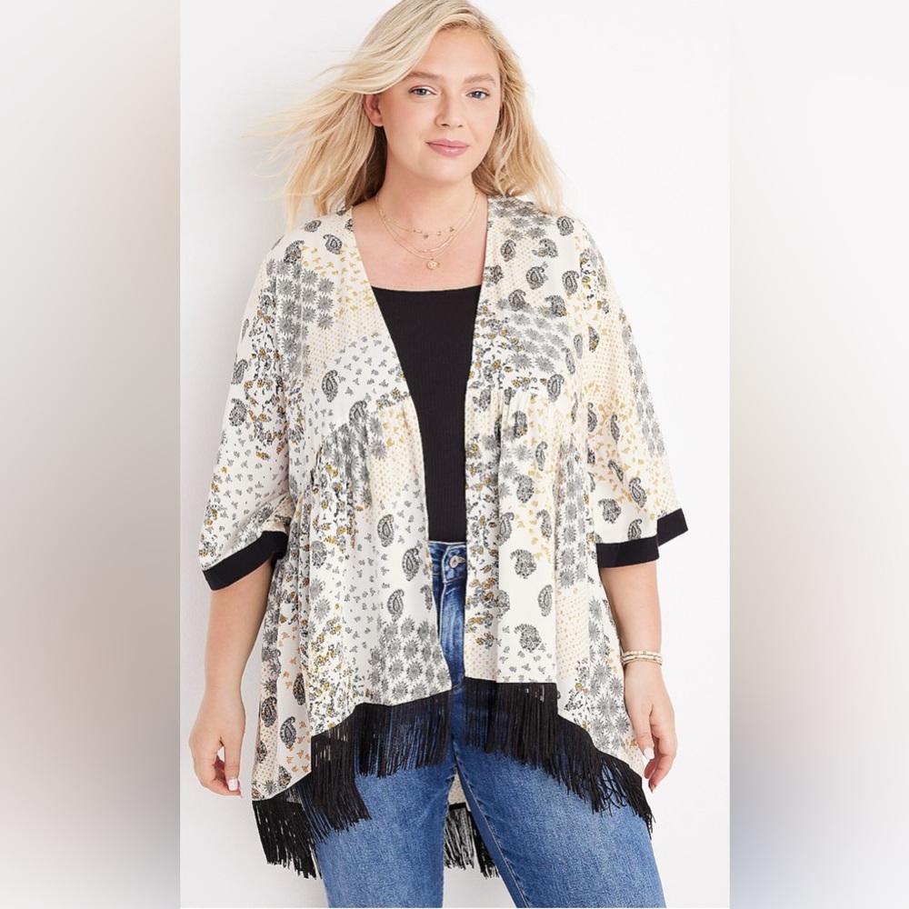 Maurice’s boho mixed print kimono size small
